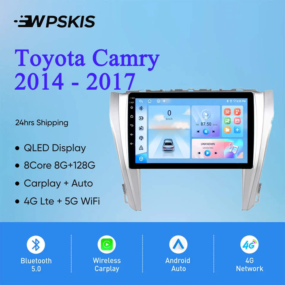8Core Android 14 8G 128G Autoradio GPS Navi Tablet For Toyota Camry 2014 - 2017 Car Radio Audio Video Tape Recorder Carplay RDS