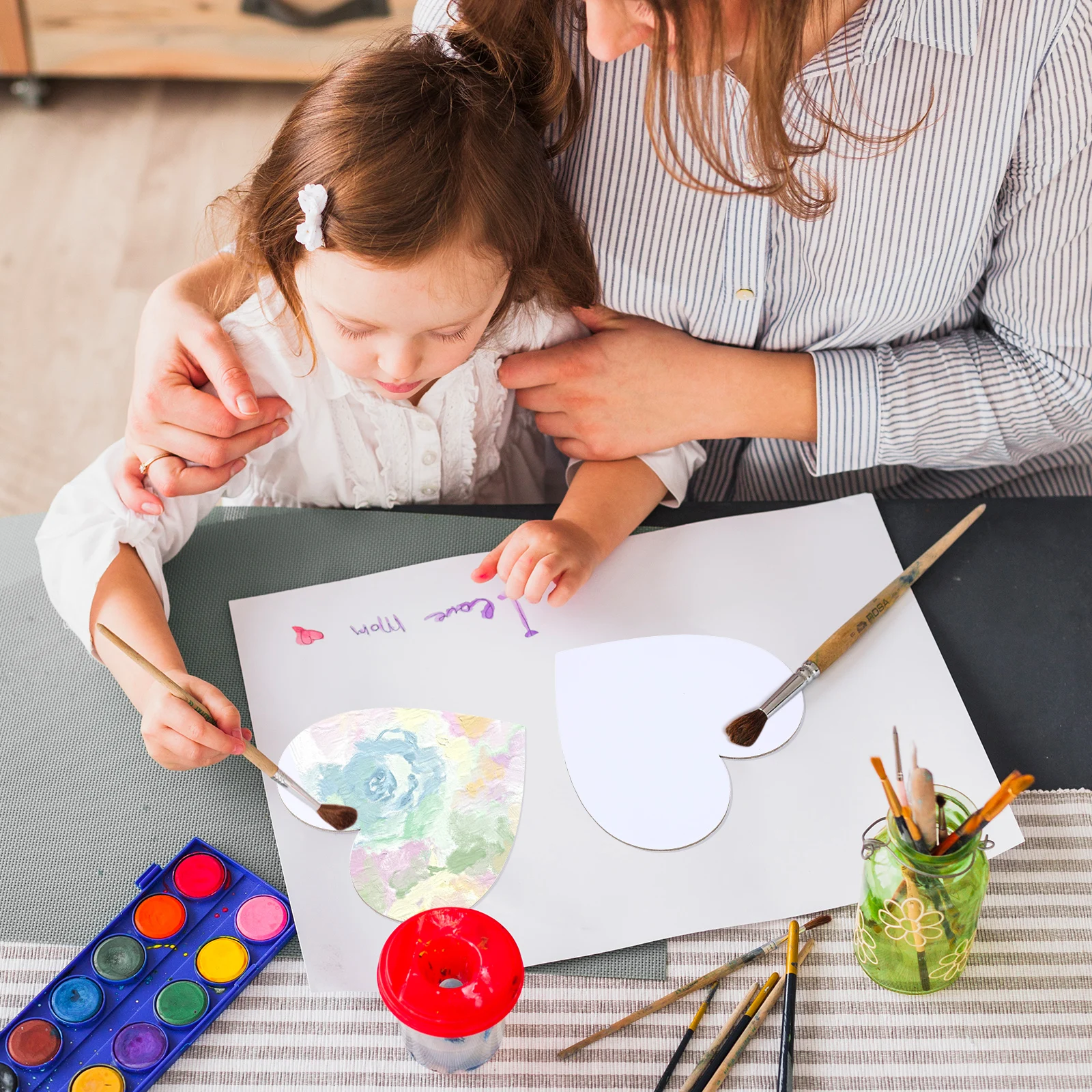 5 قطع من لوحة الرسم السميكة المصنوعة من القطن على شكل قلب مناسبة لرسم الرسم الفني بنفسك #1