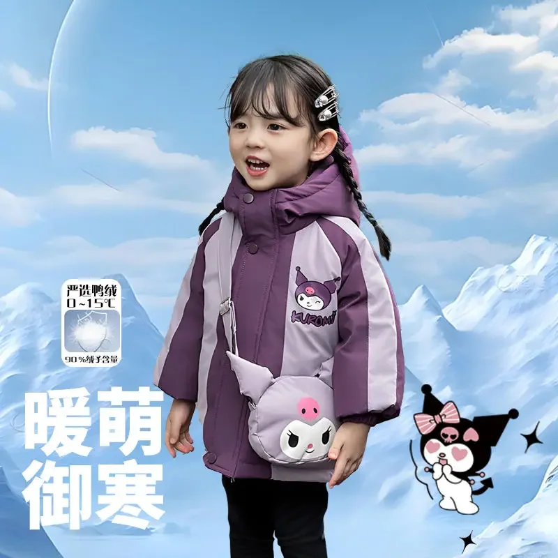 

Kuromi Anime Kawaii Sanrio Ins Children Causal Warm Jacket Cute Cartoon Thick Warm Long Sleeve Coat Clothing Gifts for Kids