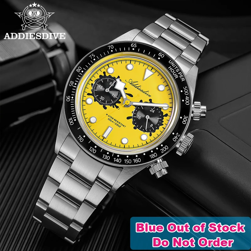 

ADDIESDIVE New Luxury Mens Quartz Chronograph Watch VK64 Luxury Wristwatch Ceramic Bezel Stainless Steel 100M Waterproof AD2520