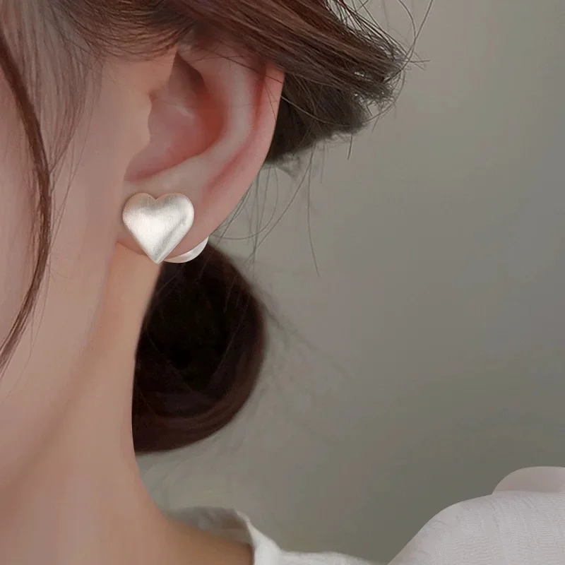 

925 Sterling Silver Earrings for Women Gold Shinning Pearl Heart Shape Girl Fashion Trendy Jewelry Gift Party Wedding pendientes