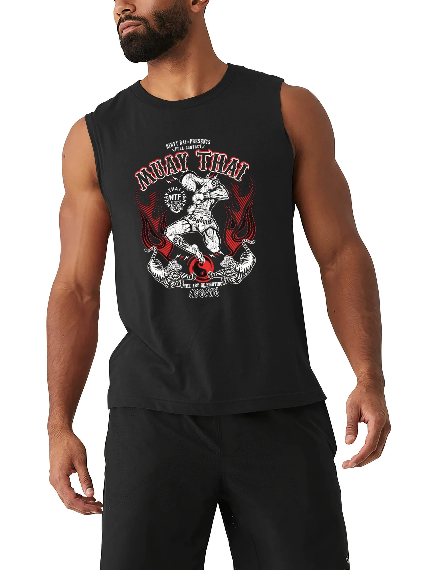 Vintage Martial Arts Muay Thai Fighter MMA Combat Tanktops 100% Cotton O-Neck Summer Casual Mens Vest Sleeveless T-shirt