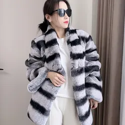 Light Luxury Imitation Rex Rabbit Fur Body Imitation Fur Coat Women's Totoro Print Temperament Color Contrast Short Plush Co