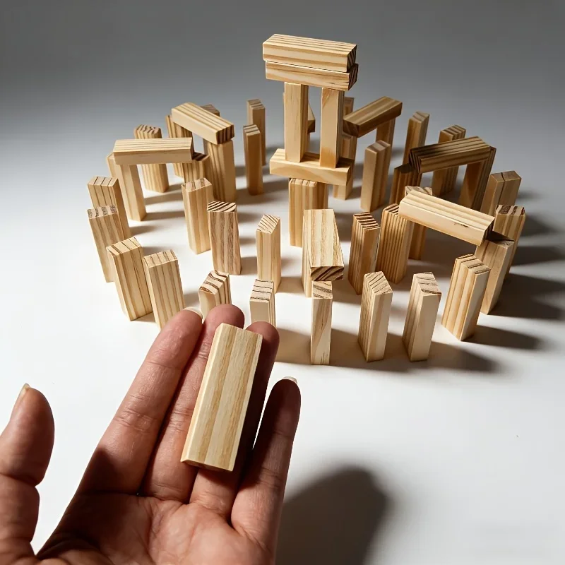 

60pcs Stacking High Building Blocks, Long Wooden Blocks Unpolished Wooden Blocks, Stacked Wooden Pieces, Educational Toys