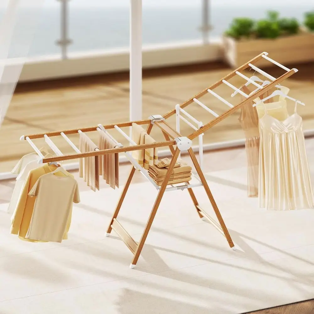 Tendedero de ropa de metal plegable, altura ajustable, secador de aire exterior/interior, 140 cm, 4,6 pies