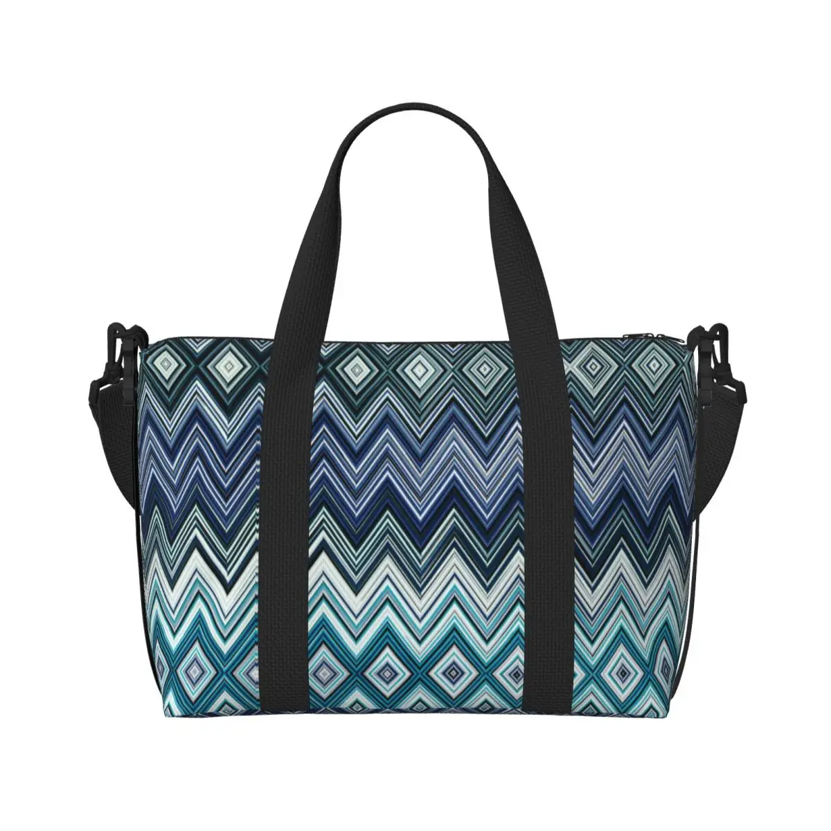 Custom Home ZigZag Multicolor Grocery Shopping Tote Bag Women Large Capacity Chic Geometric Gym Beach Travel Bags