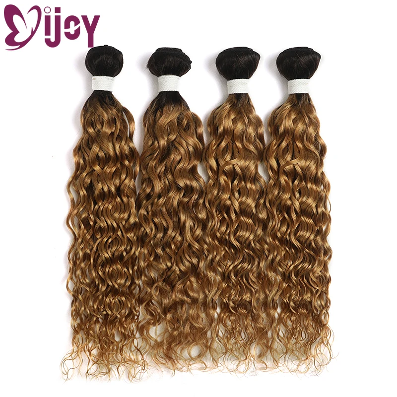 Water Wave Human Hair Bundles Brazilian Hair Weave Bundles Ombre Blonde Human Hair Bundles Non-Remy Hair Extensions IJOY