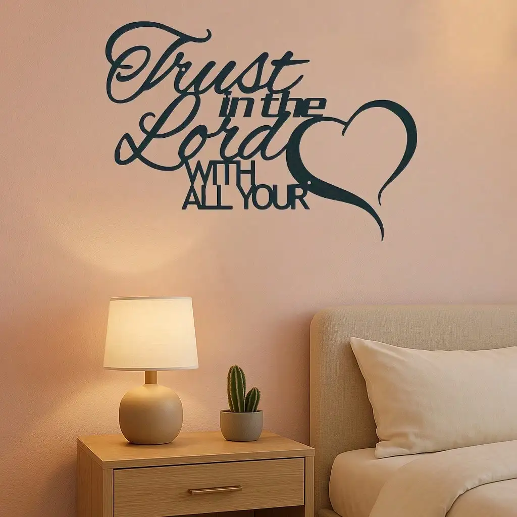 Trust in the Lord Heart Metal Wall Art Waterproof Rustproof Scripture Decor for Home Living Room Bedroom