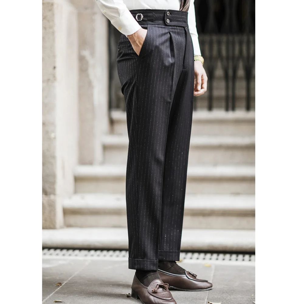 Lurex Yarn Trousers Pant For Man 2024 Office Trouser Men Business Casual Pant British Social Club Outfits Pantalones Hombre