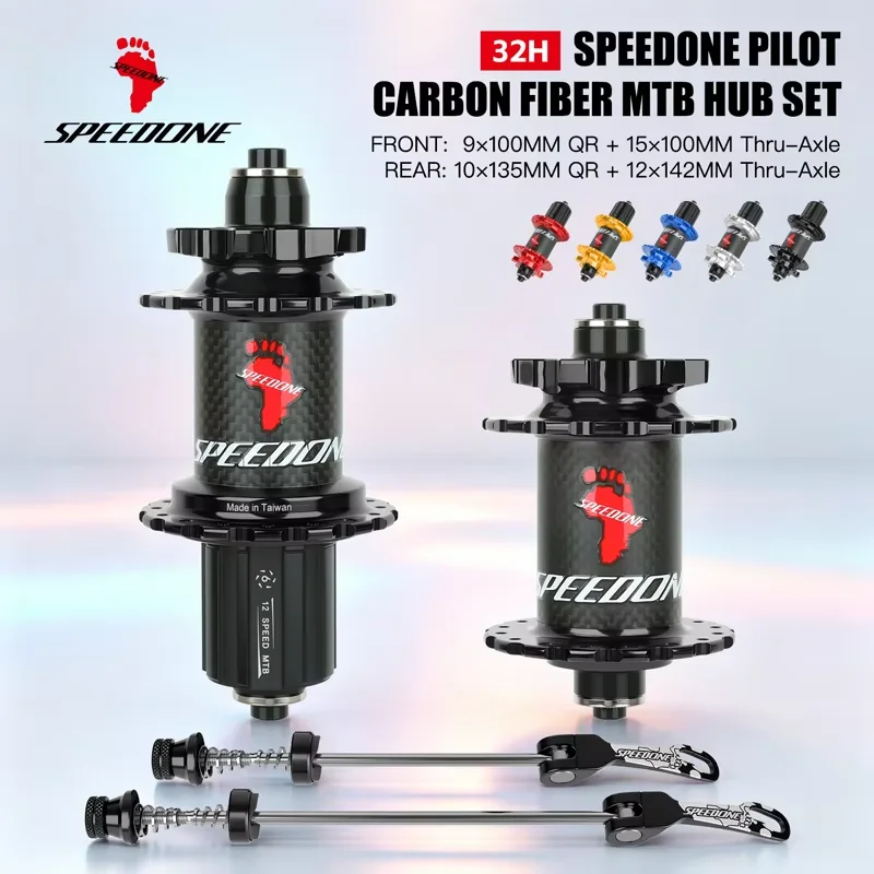 SPEEDONE Pilot Carbon Fiber MTB Hub Set Sealed-Bearing QR/TA