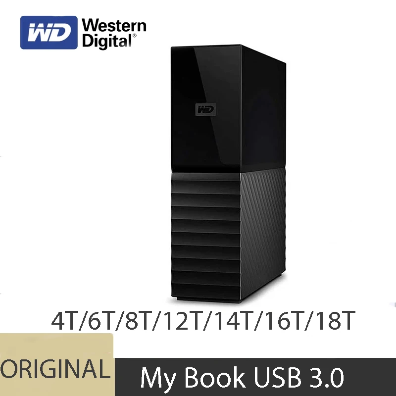 Western Digital WD My Book 4TB 6TB 8TB 12TB 14TB esktop External Hard Drives HDD with Password Protection and Backup Software