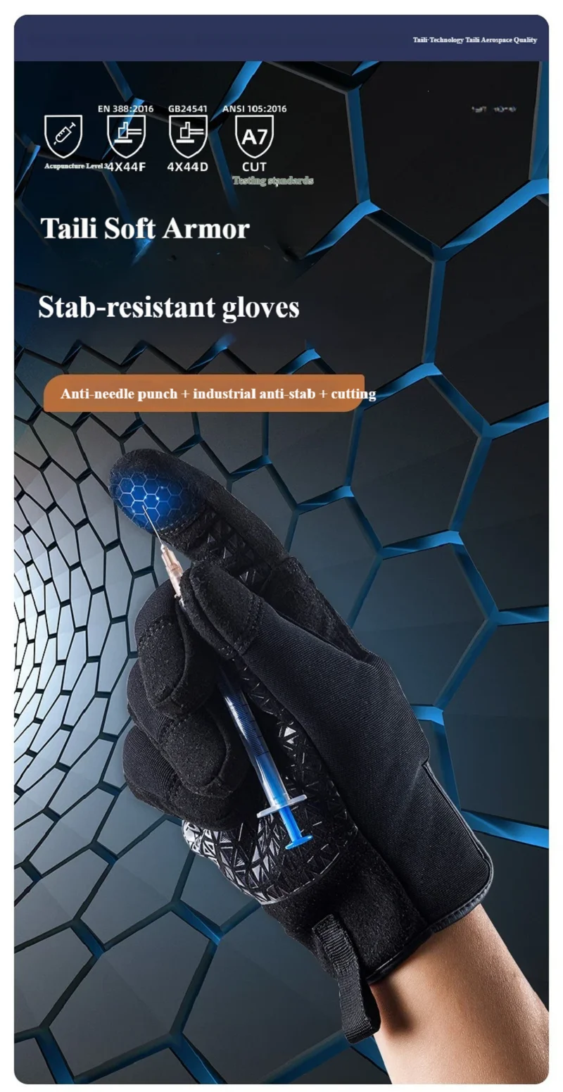 Stab‑Proof Cut‑Resistant Gloves, Industrial Safety Work Gloves Palm Anti‑Puncture Anti‑Prick Anti‑Knife Anti‑Needle  Protection