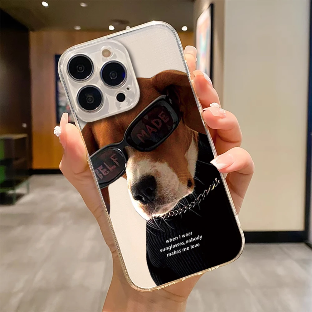 Cool Sunglasses Dog Transparent Soft TPU Silicone Phone Case For SAMSUNG A04 A05 A14 A23 A31 A54