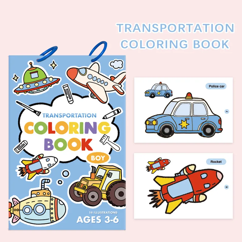 Malbuch für Kinder, Cartoon-Motiv, niedliche Prinzessin, Malbuch, Transport, DIY, kreatives Buch