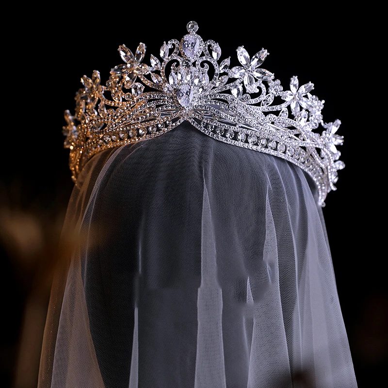 New Light Luxury Gorgeous European Princess Crown Bridal Crown Creative Split Three Dimensional Wedding Headpiece