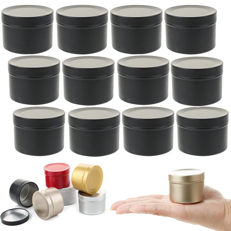 

50pcs 50ml Empty Aluminum Round Tin Cans Box Face Cream Pot With Lid Candle Container Jar Black White Containers Cosmetic Jars