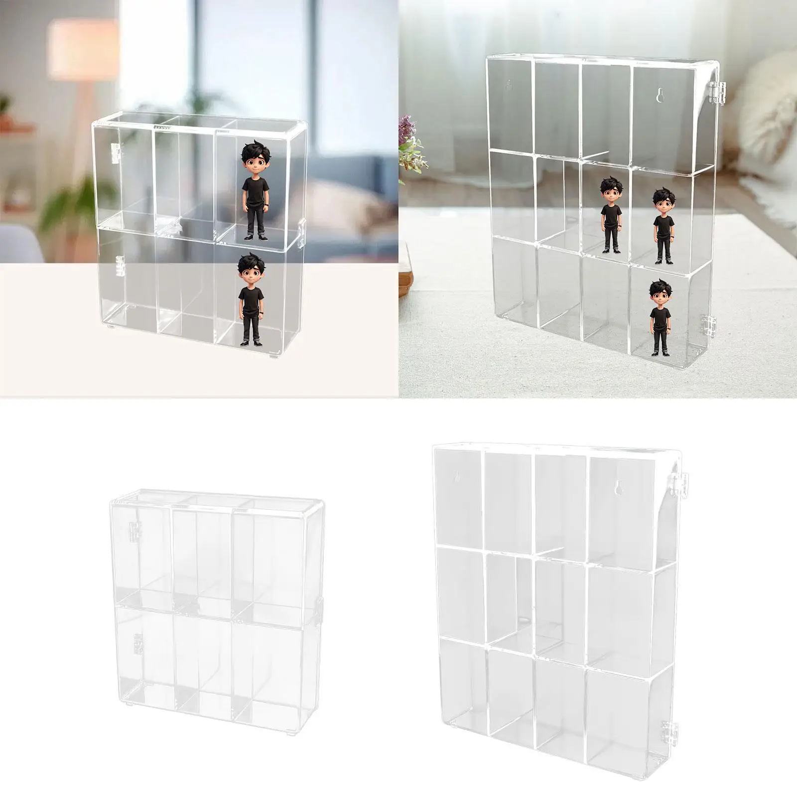 Prateleira de exibição de bonecos de ação, faça você mesmo, caixa de exibição de estatuetas transparentes, coleção de brinquedos, vitrine, suporte de armazenamento para escritório, sala de estar, entrada