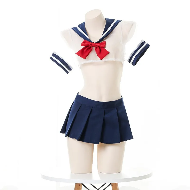 Vestido Seaman de marinero Sexy japonés para mujer, ropa interior de sirvienta, disfraz de Cosplay, uniforme escolar para niña, conjunto de lencería Kawaii, PIJAMAS