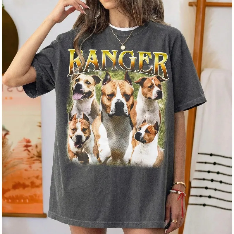 Personalized Corgi Tee, Vintage Pet Photo Shirt, Dog Lover Shirt,Summer unisex Loose and Breathable cotton T-shirt Top