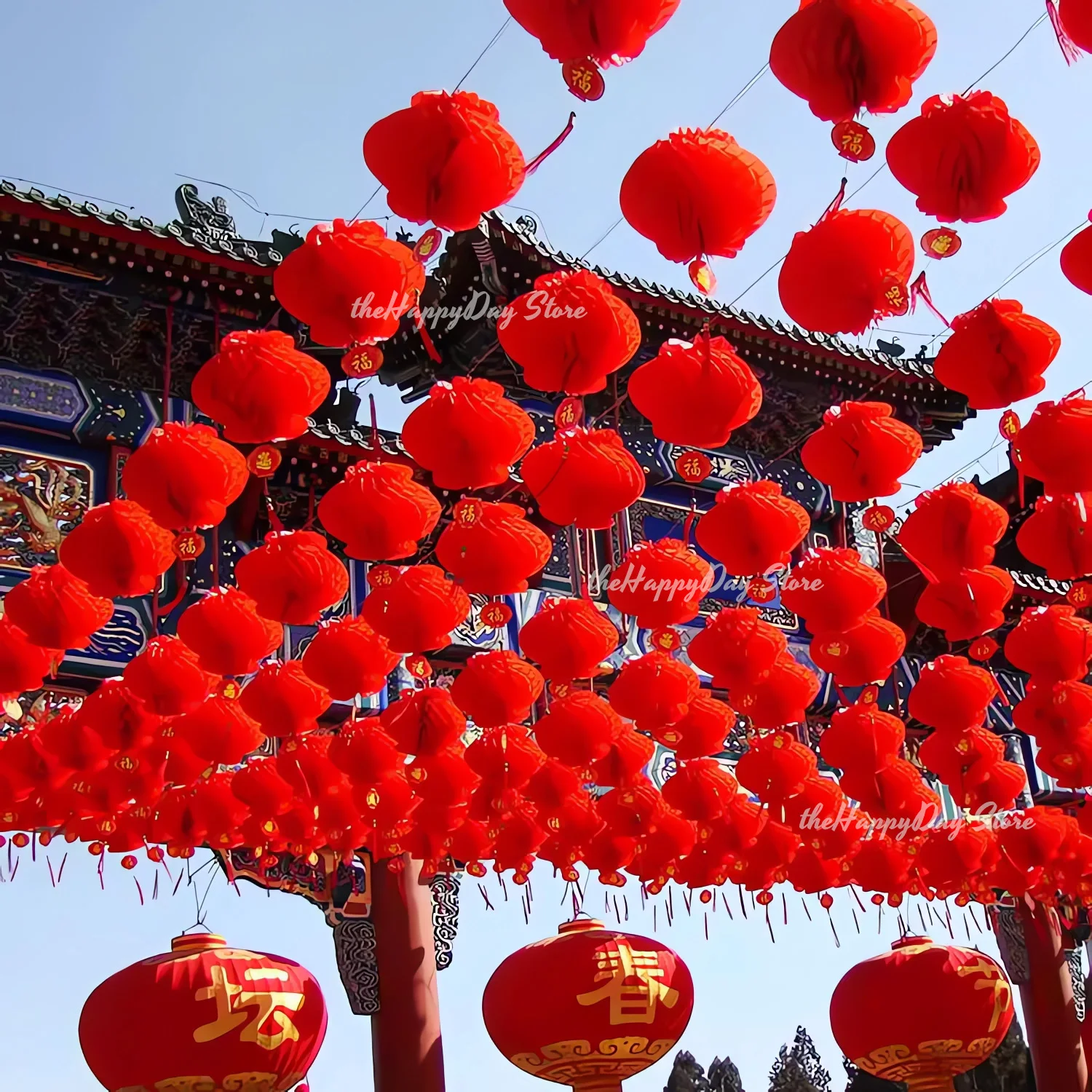 30/20/10Pcs Chinese Red Paper Lanterns 10/8'' Spring Festival Decorations Lantern Chinese New Year Traditional Lanterns Decor