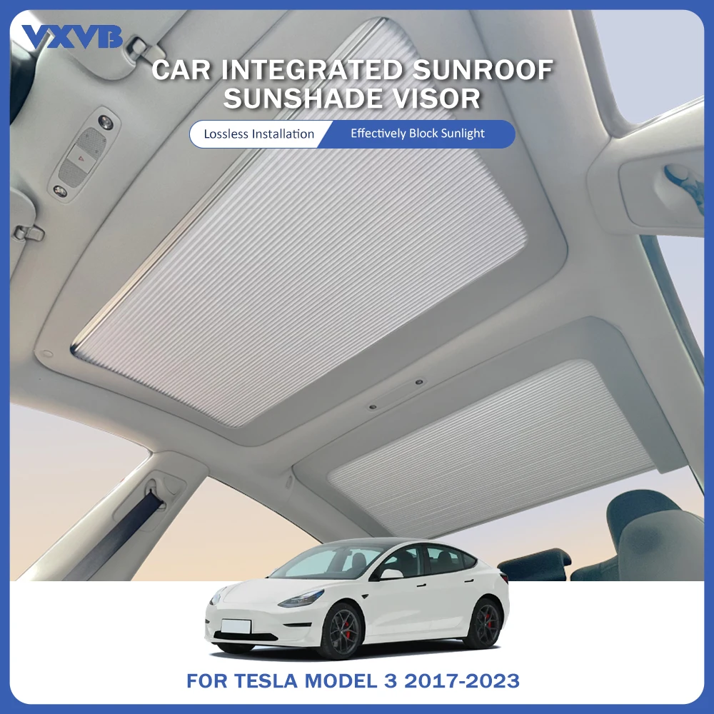 

For Tesla Model 3 2017-2023 Magnetic Sunroof Sunshade For Model3 Retractable Skylight Sun Visor Cooling Car Interior Accessories