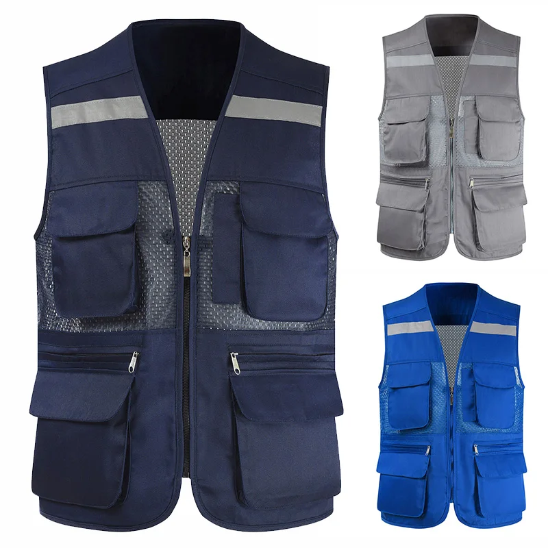 

Men's Photography Work Vest With Multi-Pockets Outdoor Breathable Mesh Vest Engineer Workwear