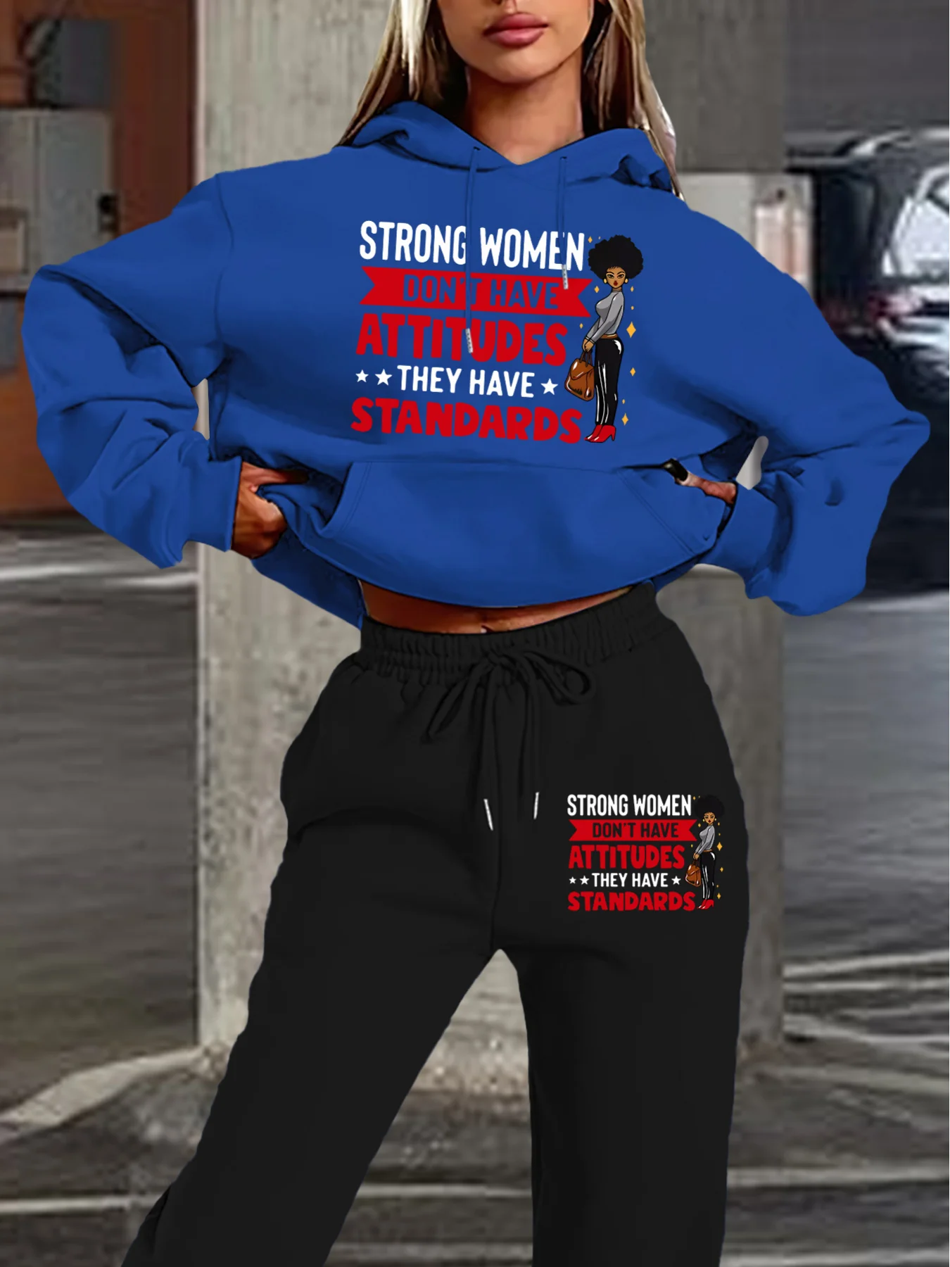 2026 New Women Hoodie Sweatpants Set Long Sleeve Hooded 2 Piece Outfit Casual Tracksuit Kangaroo Pocket Jogging Matching Suit view 4