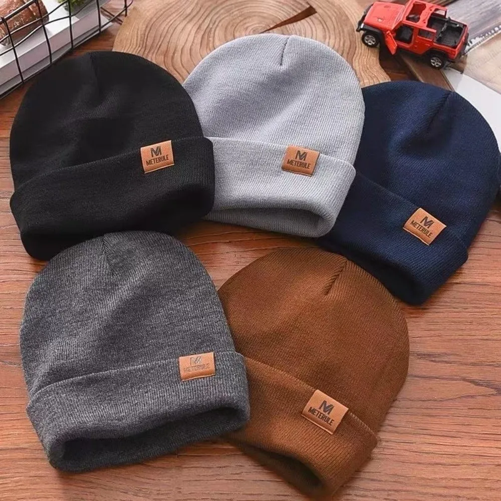 Unisex Autumn Winter Riding Hat Knitted Cuffed Beanie Hats Warm Cycling Cap Women Men
