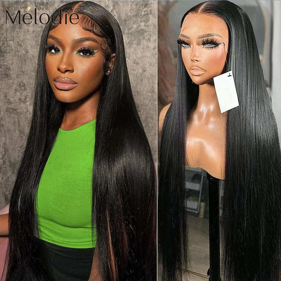 Melodie Bone Straight 13X6 HD Lace Frontal WigS Human Hair 13x4 Transparent Front 250 Density Pre Plucked 4x4 Closure For Women