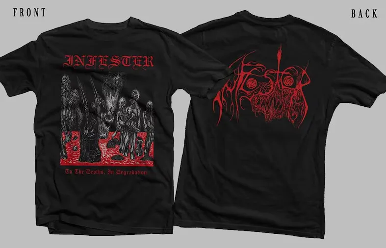 New Dtg / Dtf printed t-shirt -INFESTER- To the Depths, in Degradation- Size us