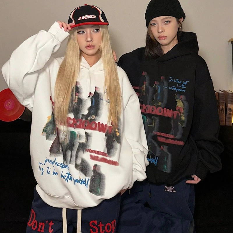 

Goth Printed Hoodies Women Clothes Street Harajuku Hip Hop Vintage Sweatshirts Hoodie Woman Loose Casual Women Clothing Tops
