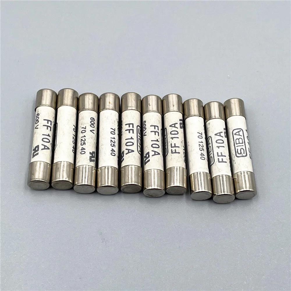 10pcs/Lot SIBA FF 10A 600V 50kA 6.3x32mm 195100 7012540 Fast Acting Ceramic Fuse Links