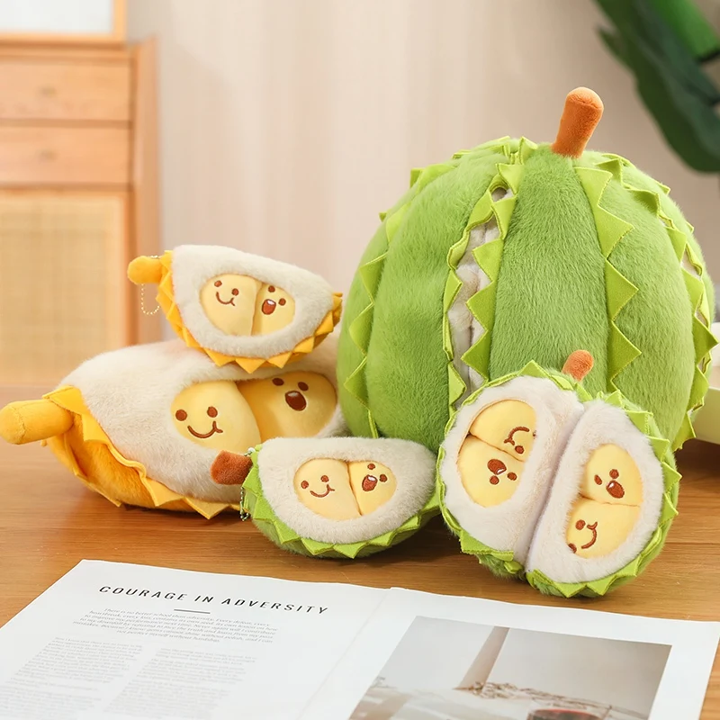 Creative Simulation Detachable Durian Fruit Shape Plush Toy Pillow Durian Decompression Toy Tearable Soft Doll Festival Gifts