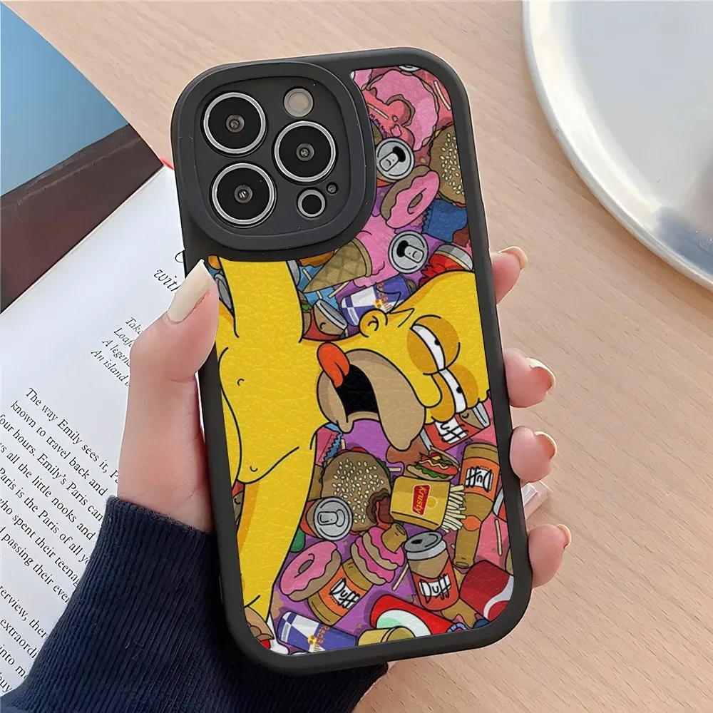 Cartoon Phone Case For iPhone 15 14 13 11 12 comics Homer Simpson Pro Max Mini X XR Disney XS 8 Funny Plus mini Family 2024 lamb