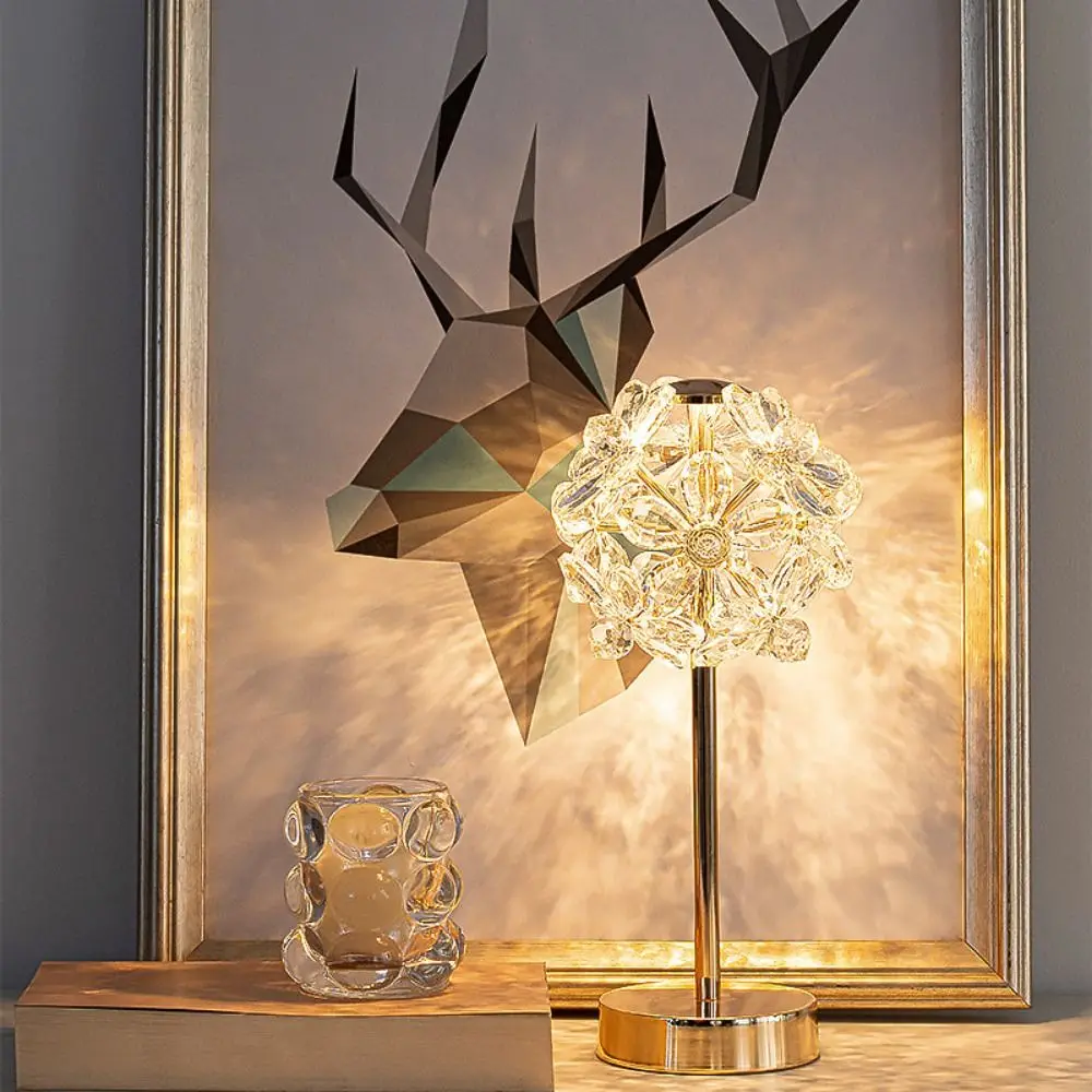 

Хрустальный абажур, настольная лампа с регулируемой яркостью, 3 цвета света, современная прикроватная лампа, романтическое мягкое освещение, внутреннее освещение