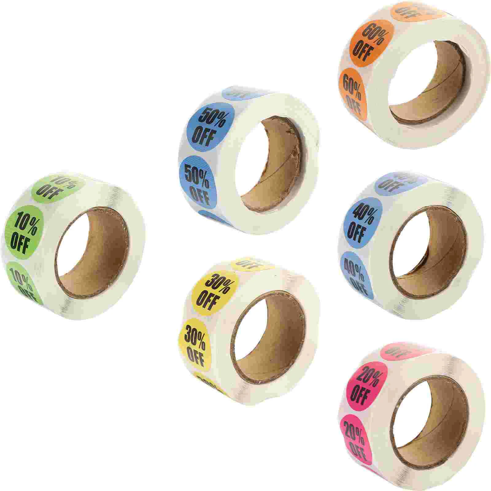 6 Rolls Paper Discount Stickers Round Self Adhesive Retail Circle Labels Scratch off Store