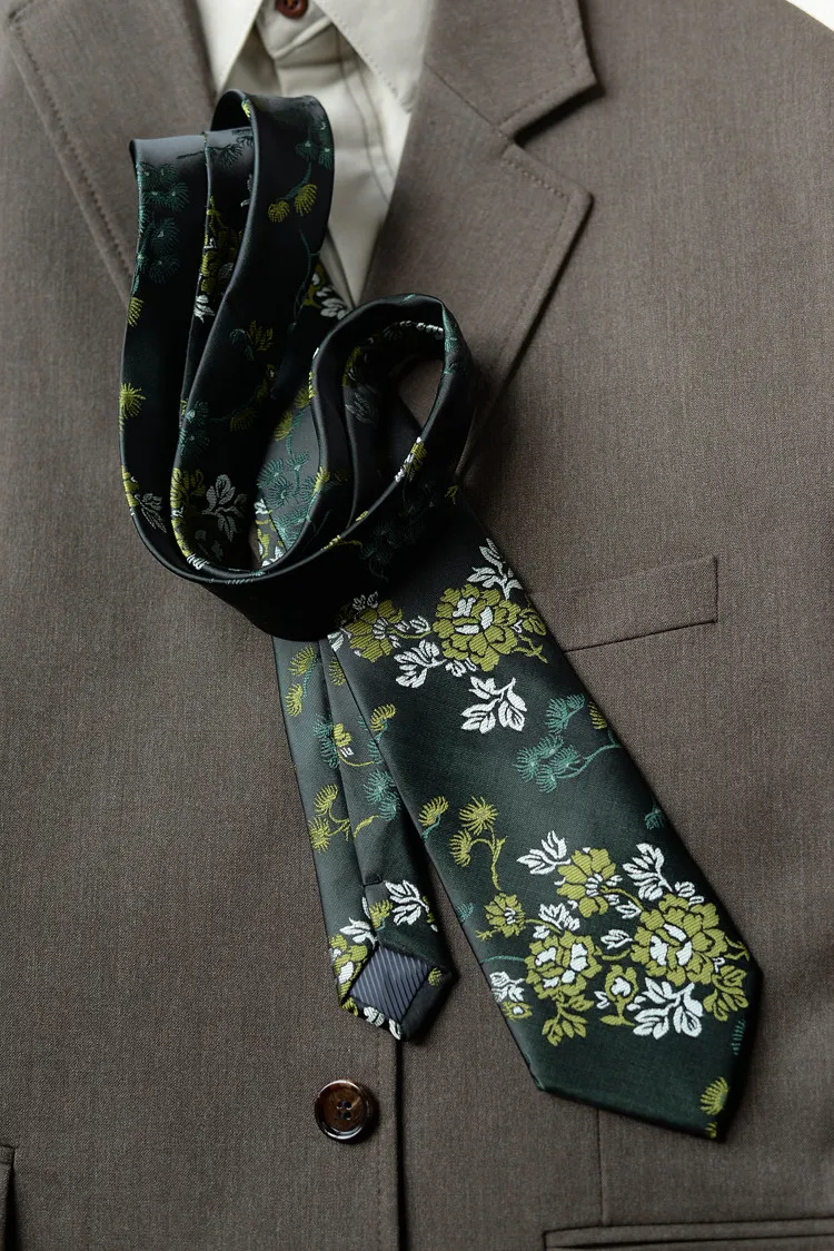 8cm Neue Blumenkrawatte für Herren Vintage Luxus-Krawatte mit Bambus- & Blumenmuster für Anzug und Hemd – Detail 17