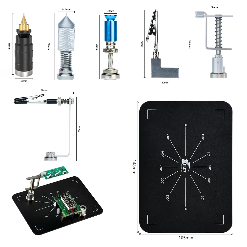 HZY Universal-Leiterplattenhalter Lötplattform mit Magnetfuß, fester Klemme, verstellbar für Leiterplatten-Elektronik-Reparaturset – Detail 14