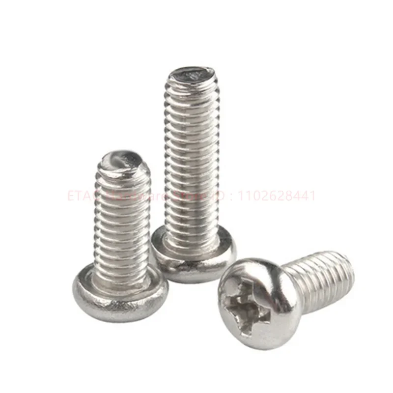 M1 M1.2 M1.4 M1.6 - M10 Cross Recessed Pan Head Screws 304 Stainless Steel Machine Screw Philips Wood Screw GB818 Length 3-200mm