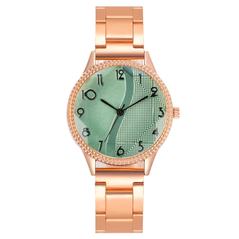 Reloj de lujo con correa de acero para mujer, nuevo accesorio de moda Simple, con superficie de empalme creativa, con texto de renacupolo y