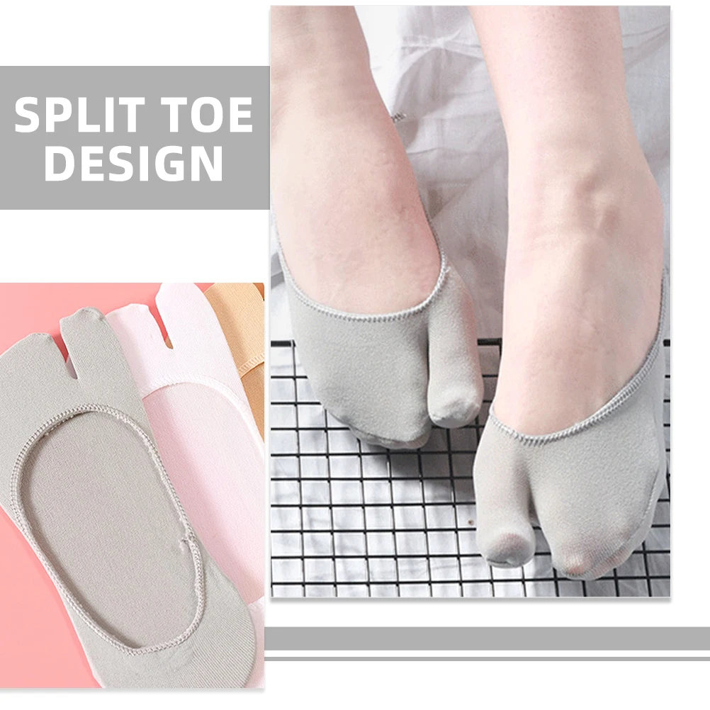 

3 Pairs Women Toe Separated Socks Breathable Summer Low Cut Split Toe Socks Anti Slip Design Lightweight Wear
