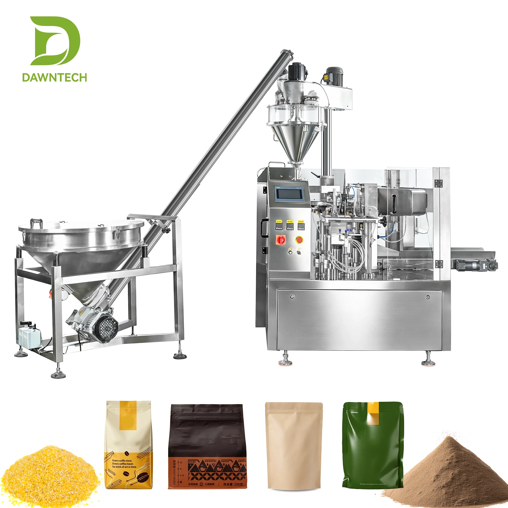 Fully Automatic Premade Pouch Packing Machine Auger Feeder for Spice Coffee Milk Detergent Seasoning
