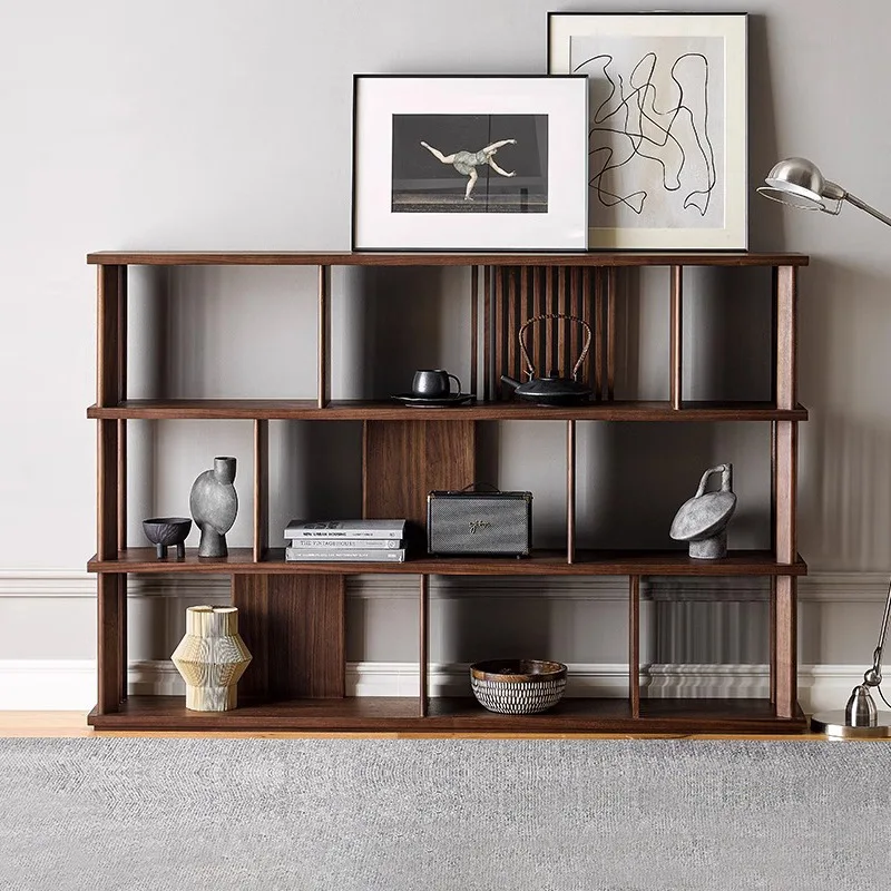

Italian minimalist North American imported black walnut bookcase solid wood combination locker solid wood bookshelf floor shelf