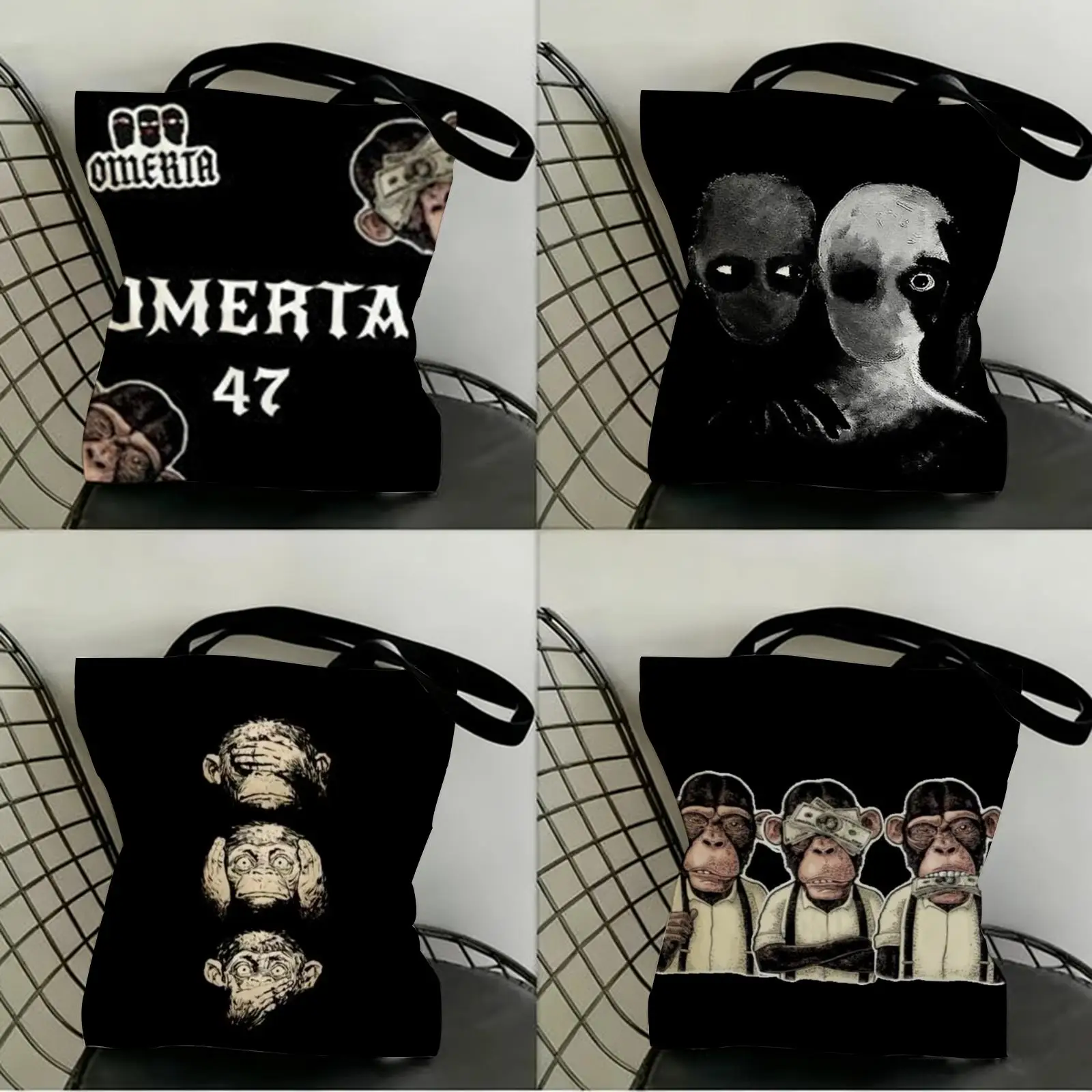

O-Omerta Maes Storage Bags Canvas Double-Sided Print Fashion Shoulder Tote Shopping Bag Gift Eco Handbags