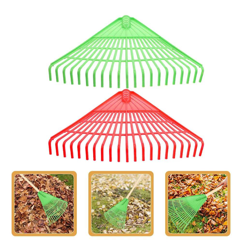 

2Pcs Garden Pine Needle Rake Portable Plastic Lawn Rake Durable for Leaves Shrubs Grass Heavy Duty Gardening Tool Replacement