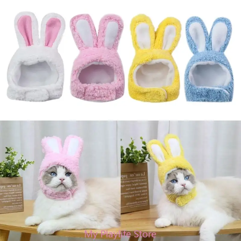 Funny Pet Dog Costume Warm Rabbit Hat New Year Party Christmas Cosplay Accessories Photo Props Headwear