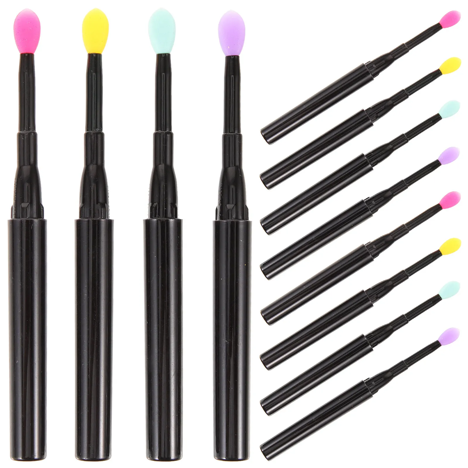 12 Pennelli per Labbra in Silicone Morbido, Design Ergonomico, Applicatori Portatili per Lucidalabbra, Balsamo, Maschera, Applicazione Precisa del Trucco