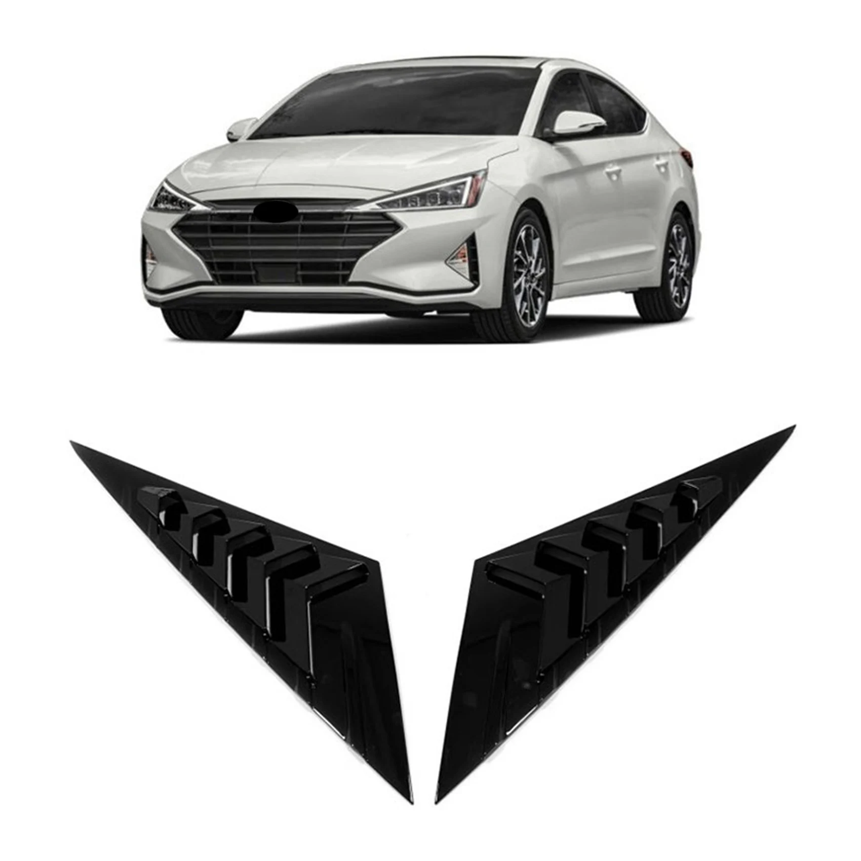 Car Rear Triangle Window Frame Cover Body Shutters Trims ABS Decorate Car Window Louver for Hyundai Elantra