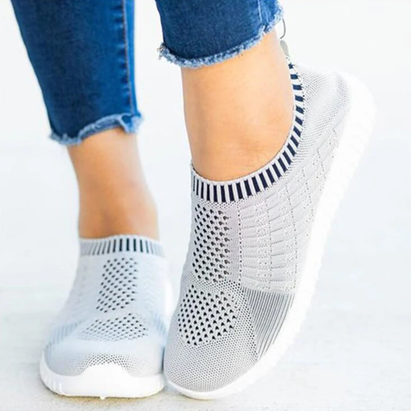 Rimocy Breathable Mesh Women Sneakers 2022 autumn Comfortable Running Shoes Woman Soft Sole Knitted Sock Shoes Plus Size 35-43