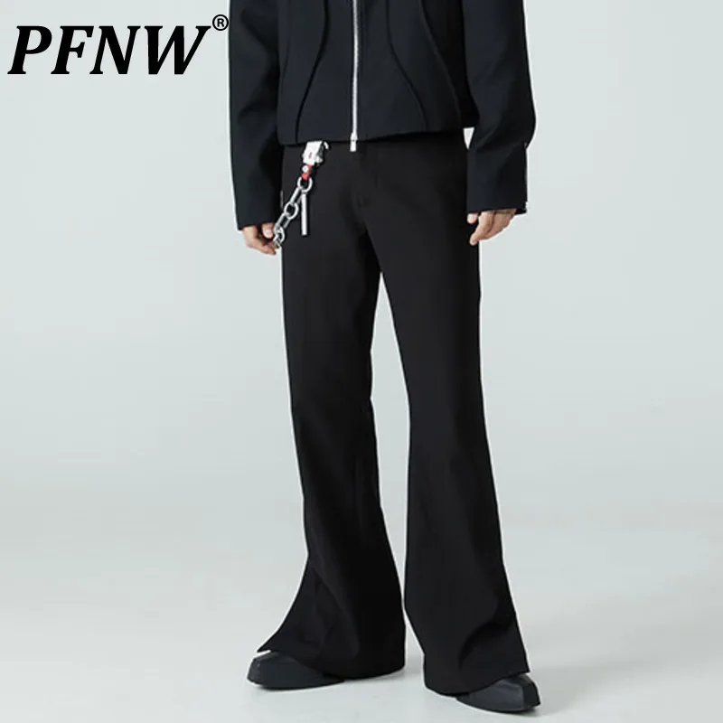 

PFNW Dark Style Men's Pants Casual Slit Solid Color Boot-cut Trousers Straigh Leg Loose Male Bottom New Autumn 2024 12C567